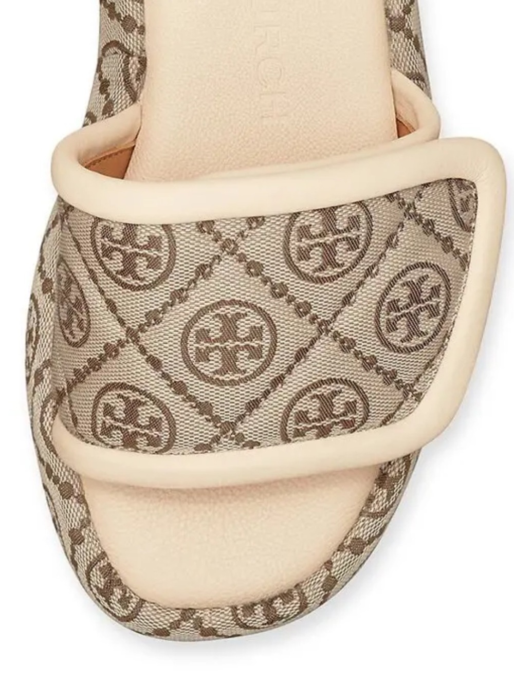NIB $328 Tory Burch T-Monogram Bubble Slide in Hazel Jacquard Size 9 - Picture 4 of 16